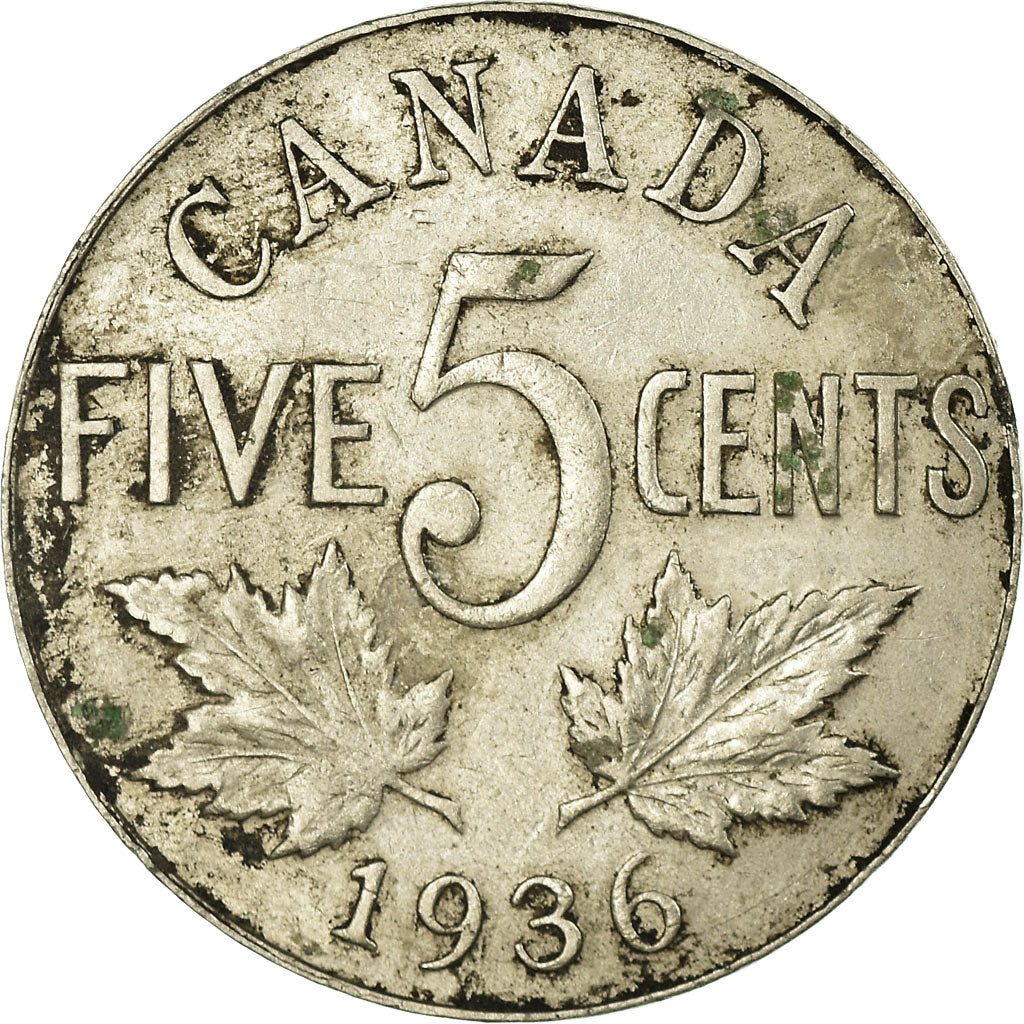 Coin, Canada, George V, 5 Cents, 1936, Royal Canadian Mint, Ottawa, AU(50-53)