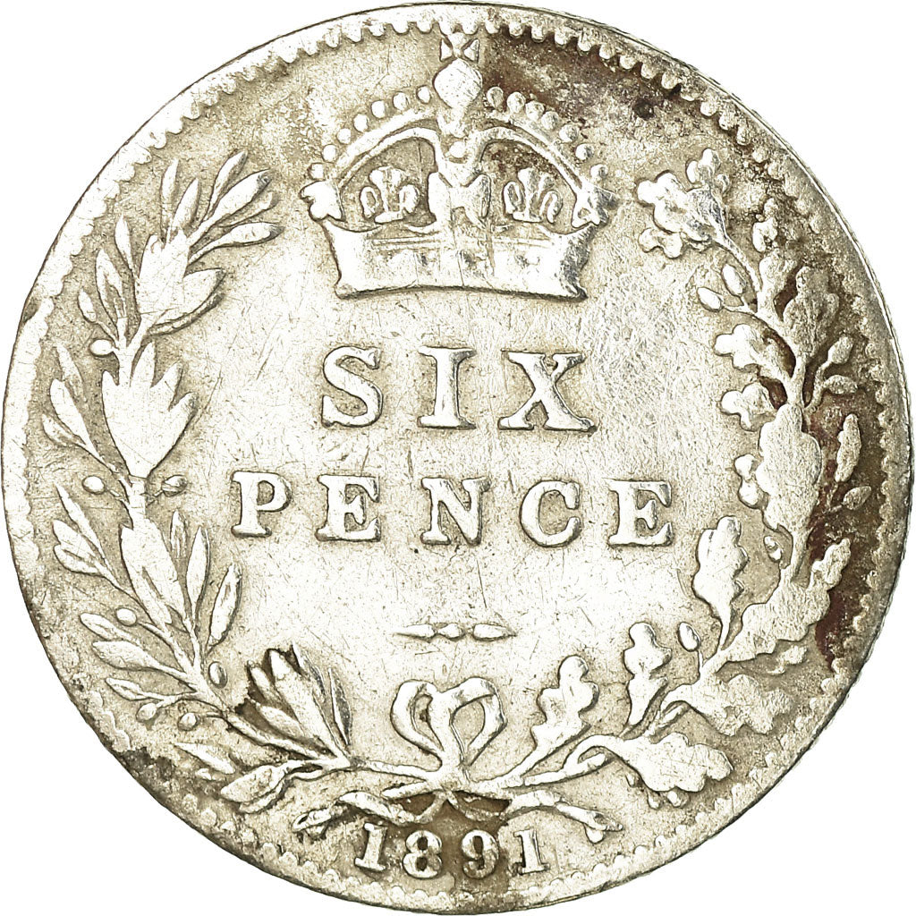 Coin, Great Britain, Victoria, 6 Pence, 1891, VF(30-35), Silver, KM:760