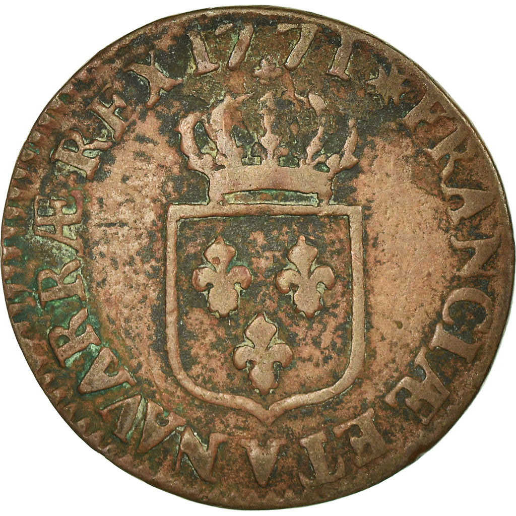 Coin, France, Louis XV, Demi sol à la vieille tête, 1/2 Sol, 1771, Troyes