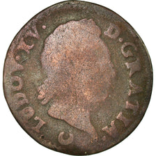 Monnaie, France, Louis XV, Demi sol à la vieille tête, 1/2 Sol, 1770, Metz