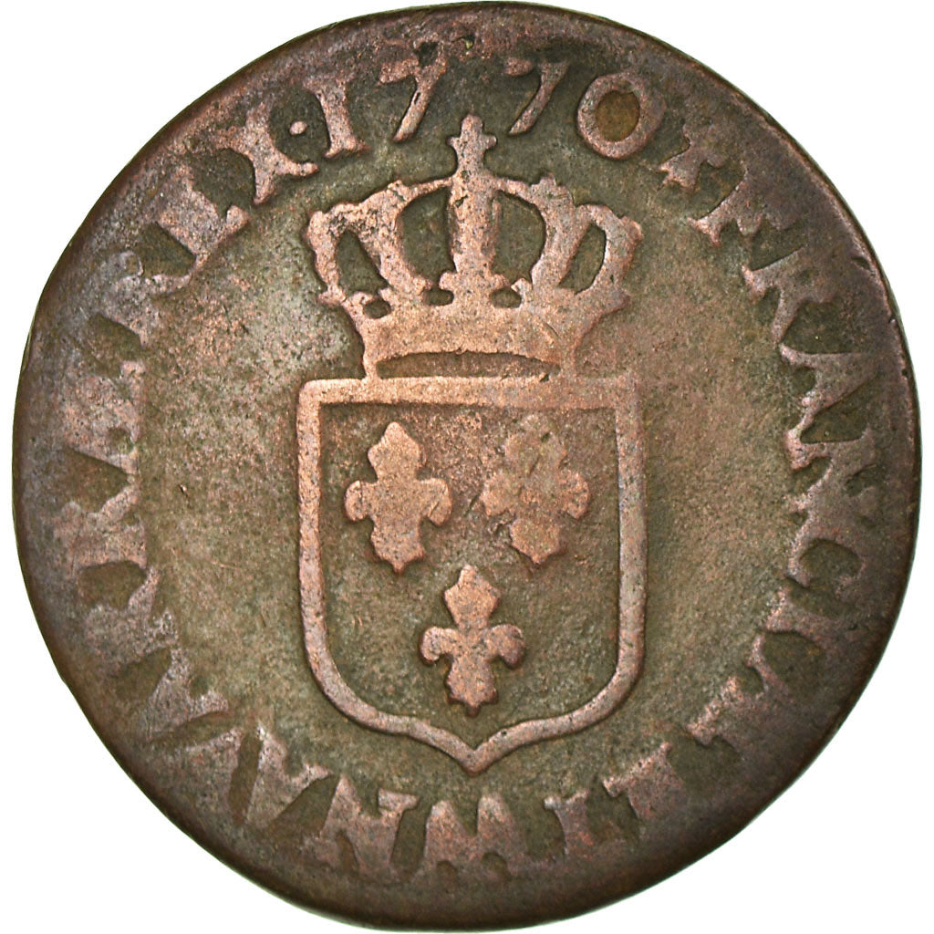 Monnaie, France, Louis XV, Demi sol à la vieille tête, 1/2 Sol, 1770, Metz