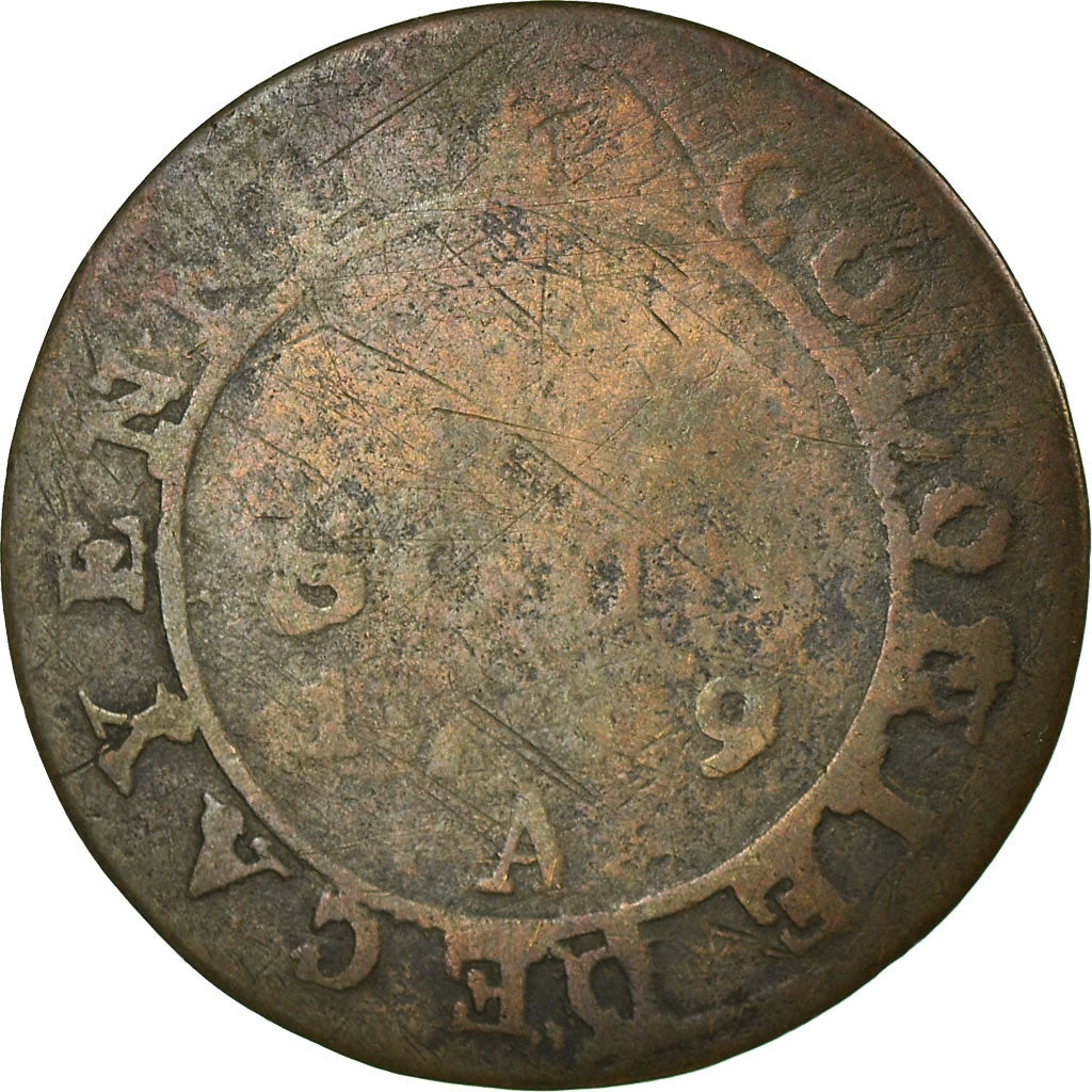 Coin, FRENCH GUIANA, 2 Sous, 1789, Paris, VF(20-25), Billon, KM:1, Lecompte:20