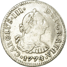 Moneta, Messico, Charles III, 1/2 Réal, 1774, Mexico City, MB+, Argento
