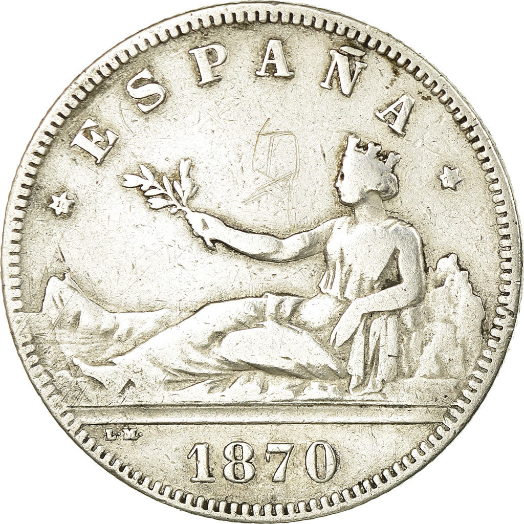 Coin, Spain, Provisional Government, 2 Pesetas, 1870, Madrid, VF(30-35), Silver