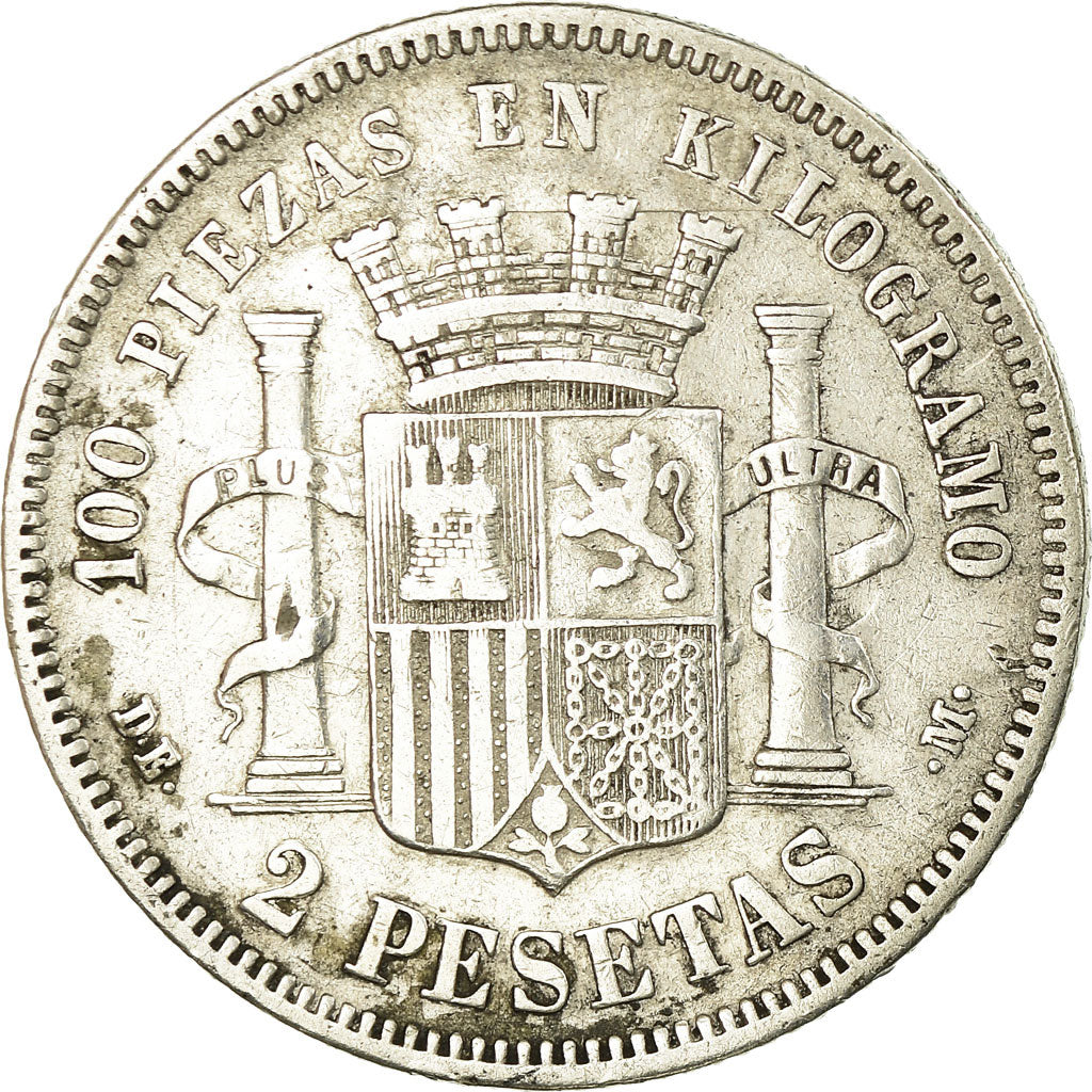Coin, Spain, Provisional Government, 2 Pesetas, 1870, Madrid, VF(30-35), Silver
