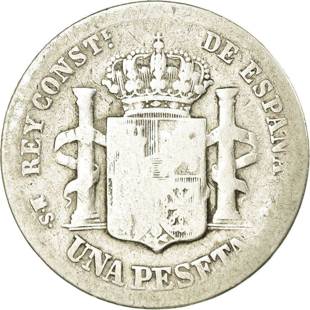 Moneda, España, Alfonso XII, Peseta, 1885, Madrid, BC+, Plata, KM:686