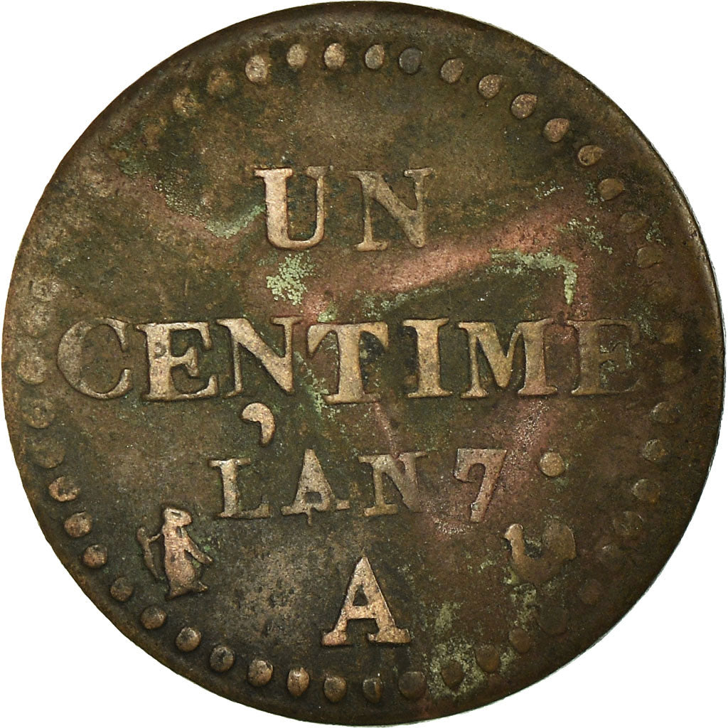 Moneda, Francia, Dupré, Centime, 1798, Paris, BC+, Bronce, KM:646