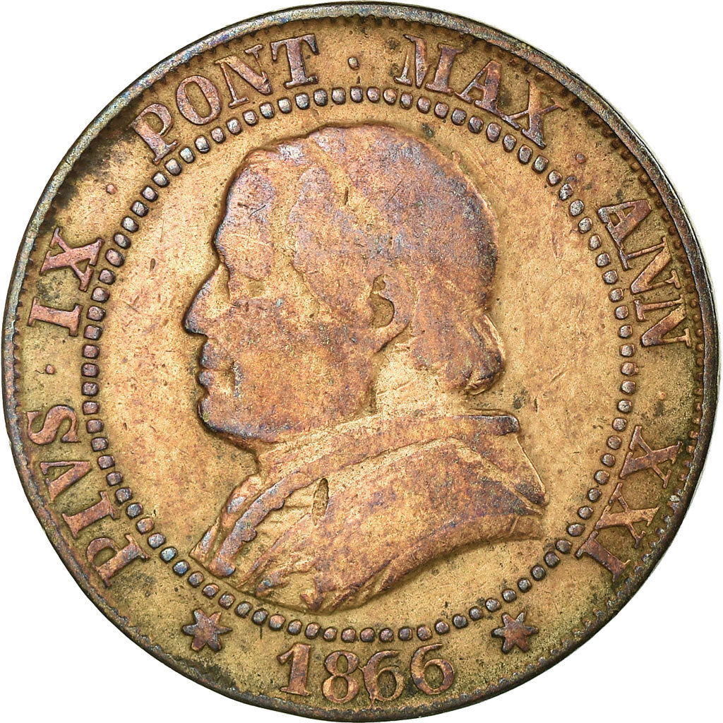 Moneta, DEPARTAMENTY WŁOSKIE, PAPAL STATES, Pius IX, Soldo, 5 Centesimi, 1866