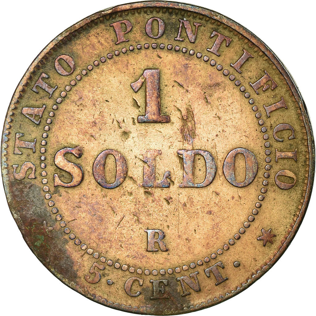 Moneta, DEPARTAMENTY WŁOSKIE, PAPAL STATES, Pius IX, Soldo, 5 Centesimi, 1866