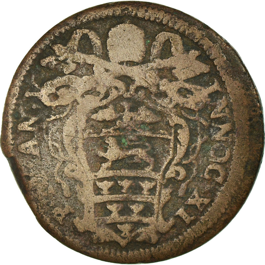 VATICAN CITY, Quattrino, 1680, Roma, VF(30-35), Copper