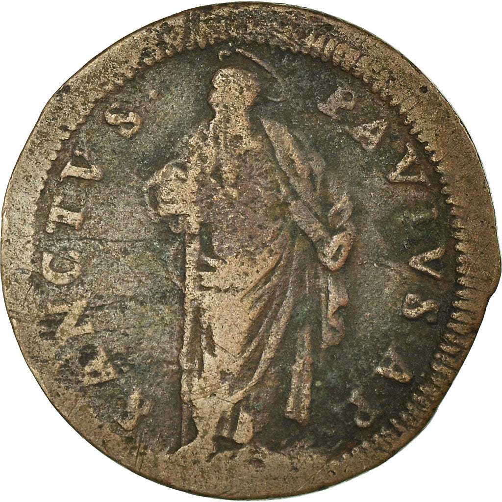 VATICAN CITY, Quattrino, 1680, Roma, VF(30-35), Copper