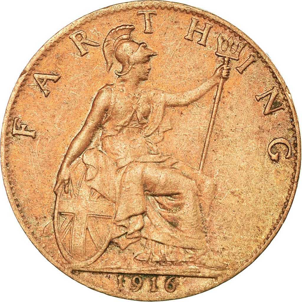 Coin, Great Britain, George V, Farthing, 1916, EF(40-45), Bronze, KM:808.1