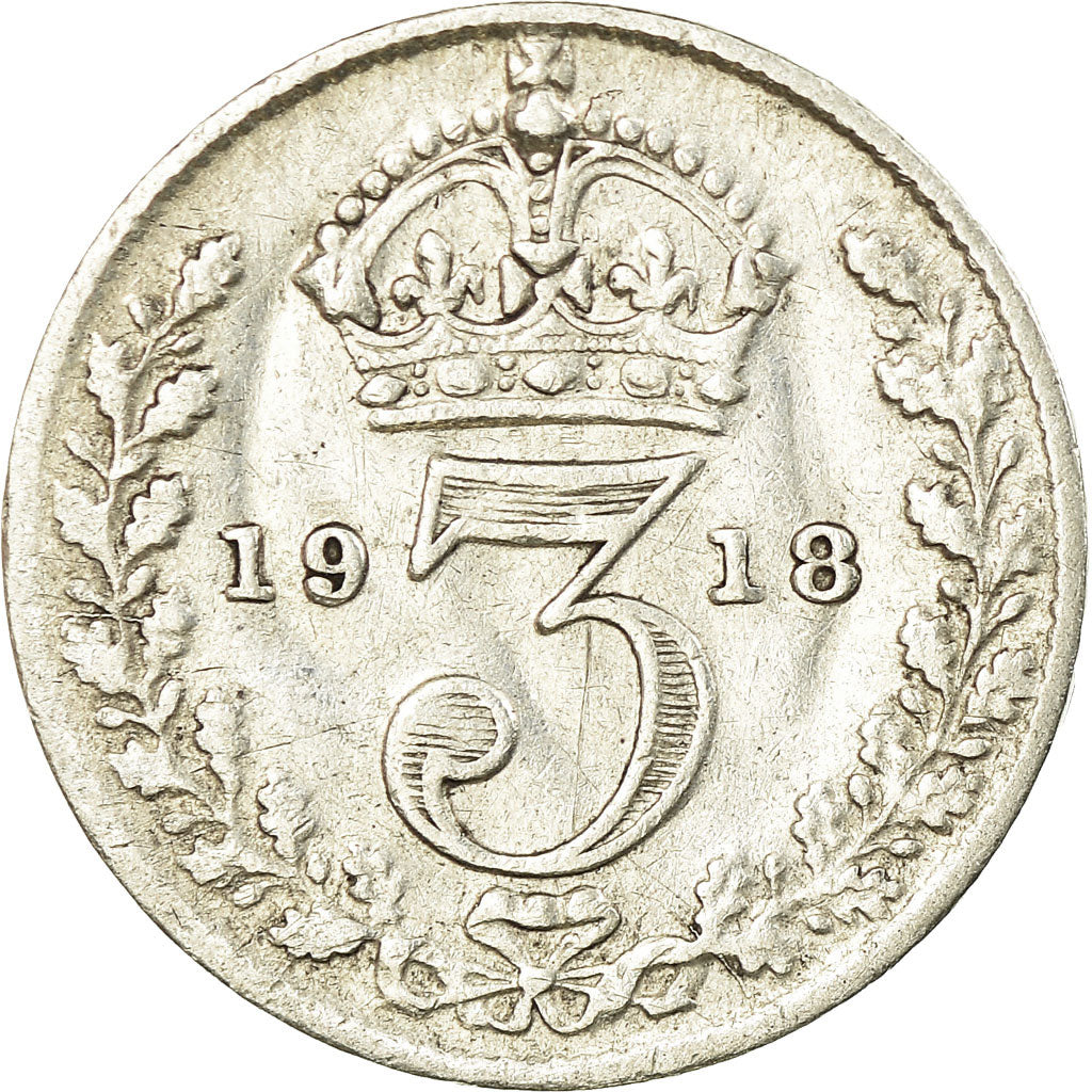 Coin, Great Britain, George V, 3 Pence, 1918, EF(40-45), Silver, KM:813