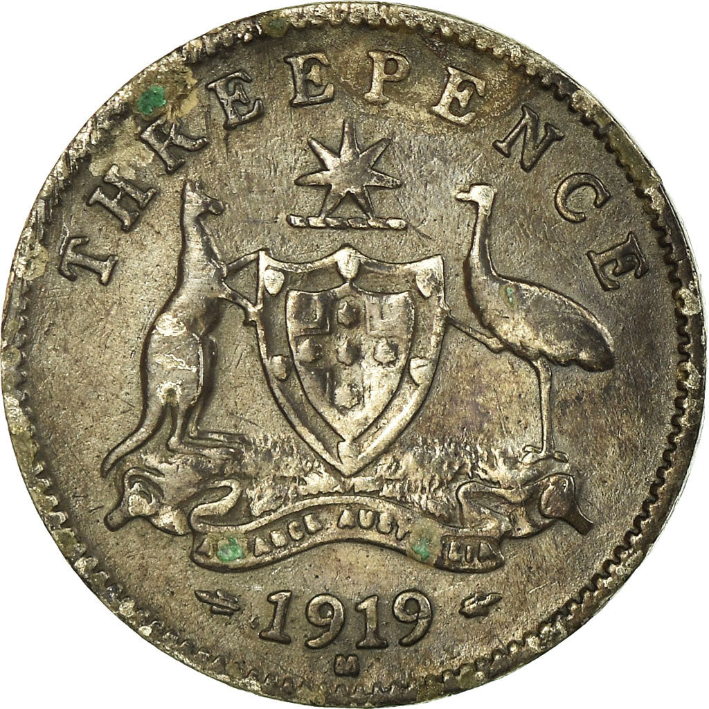 Coin, Australia, George V, Threepence, 1919, Melbourne, VF(30-35), Silver, KM:24