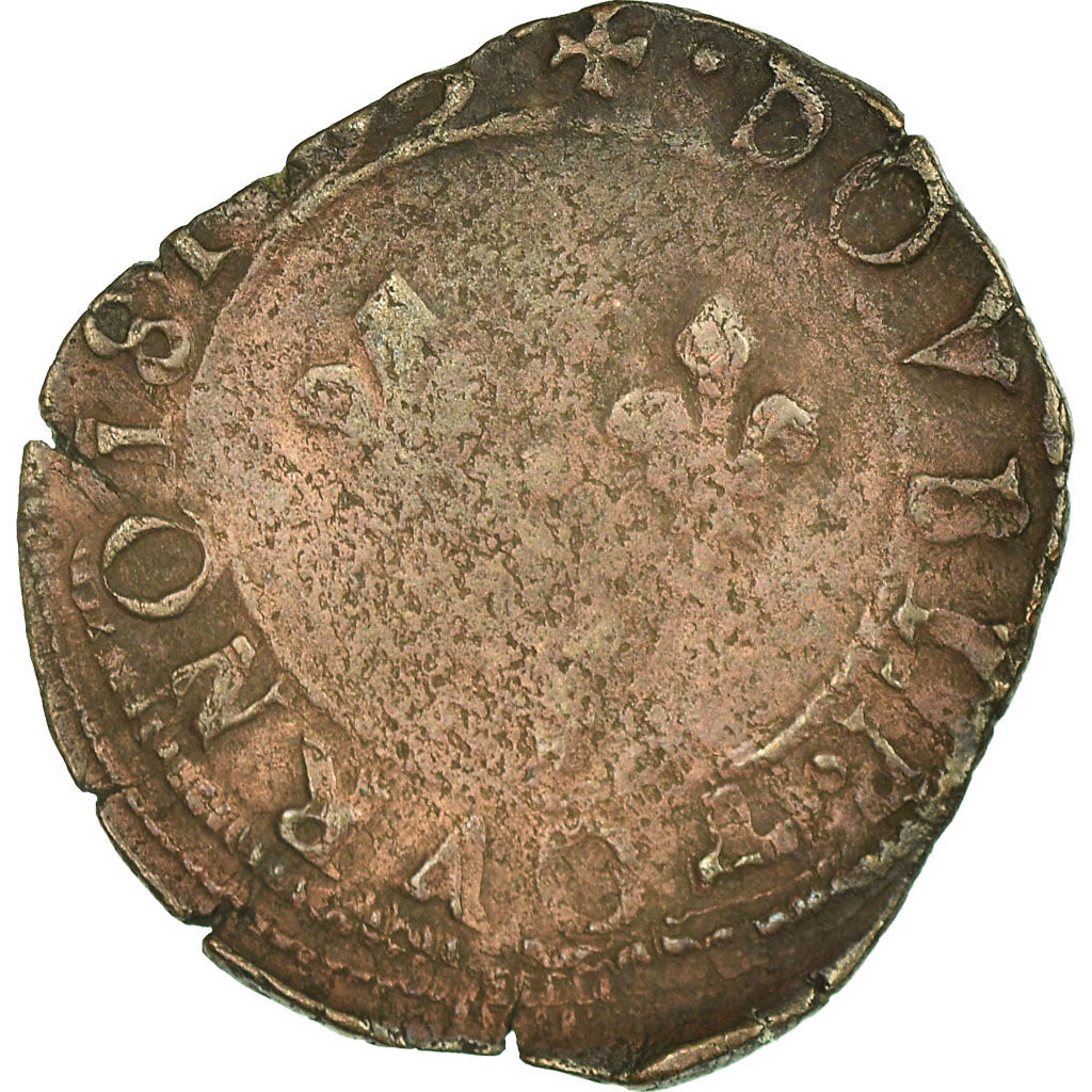 Monnaie, France, Charles X, Double Tournois, 1593, Dijon, TTB, Cuivre, CGKL:146
