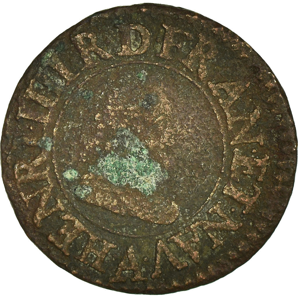 Coin, France, Henri IV, Denier Tournois, 1608, Paris, VF(30-35), Copper, KM:15