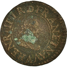 Coin, France, Henri IV, Denier Tournois, 1608, Paris, VF(30-35), Copper, KM:15