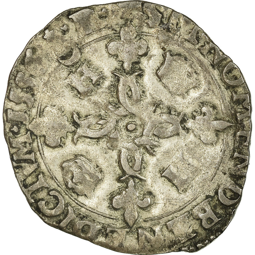 Monnaie, France, Henri II, Douzain aux croissants, 1556, Bordeaux, TB+, Billon