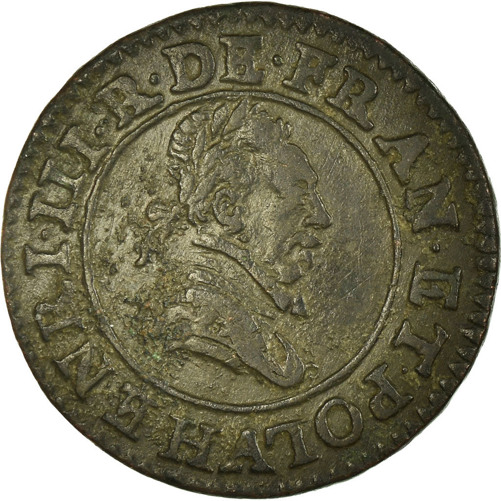 Coin, France, Henri III, Double Tournois, Paris, EF(40-45), Copper, CGKL:86