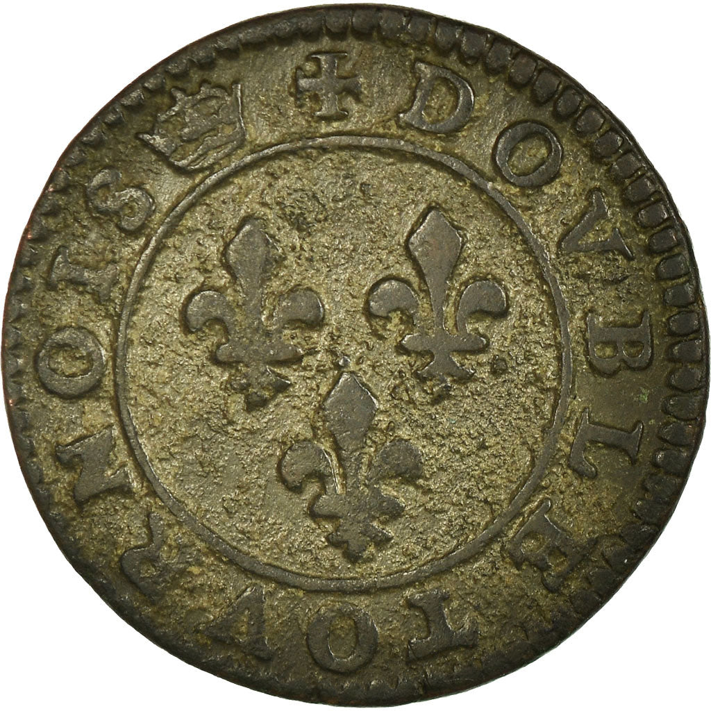 Coin, France, Henri III, Double Tournois, Paris, EF(40-45), Copper, CGKL:86