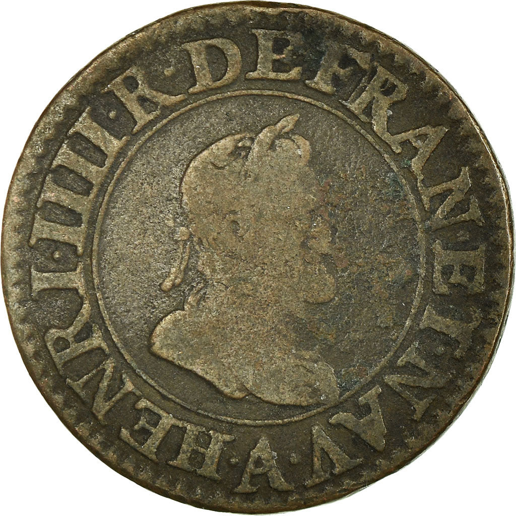 Monnaie, France, Henri IV, Double Tournois, 1607, Paris, TB, Cuivre, KM:16.1