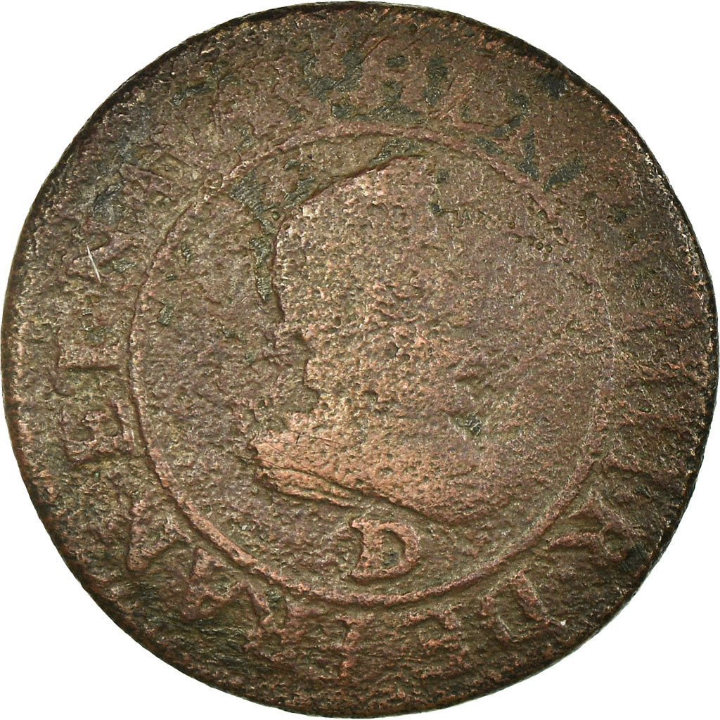 Coin, France, Double Tournois, 1607, Lyon, VF(20-25), Copper