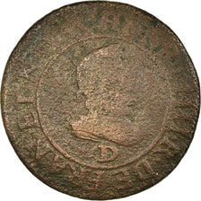 Coin, France, Double Tournois, 1607, Lyon, VF(20-25), Copper