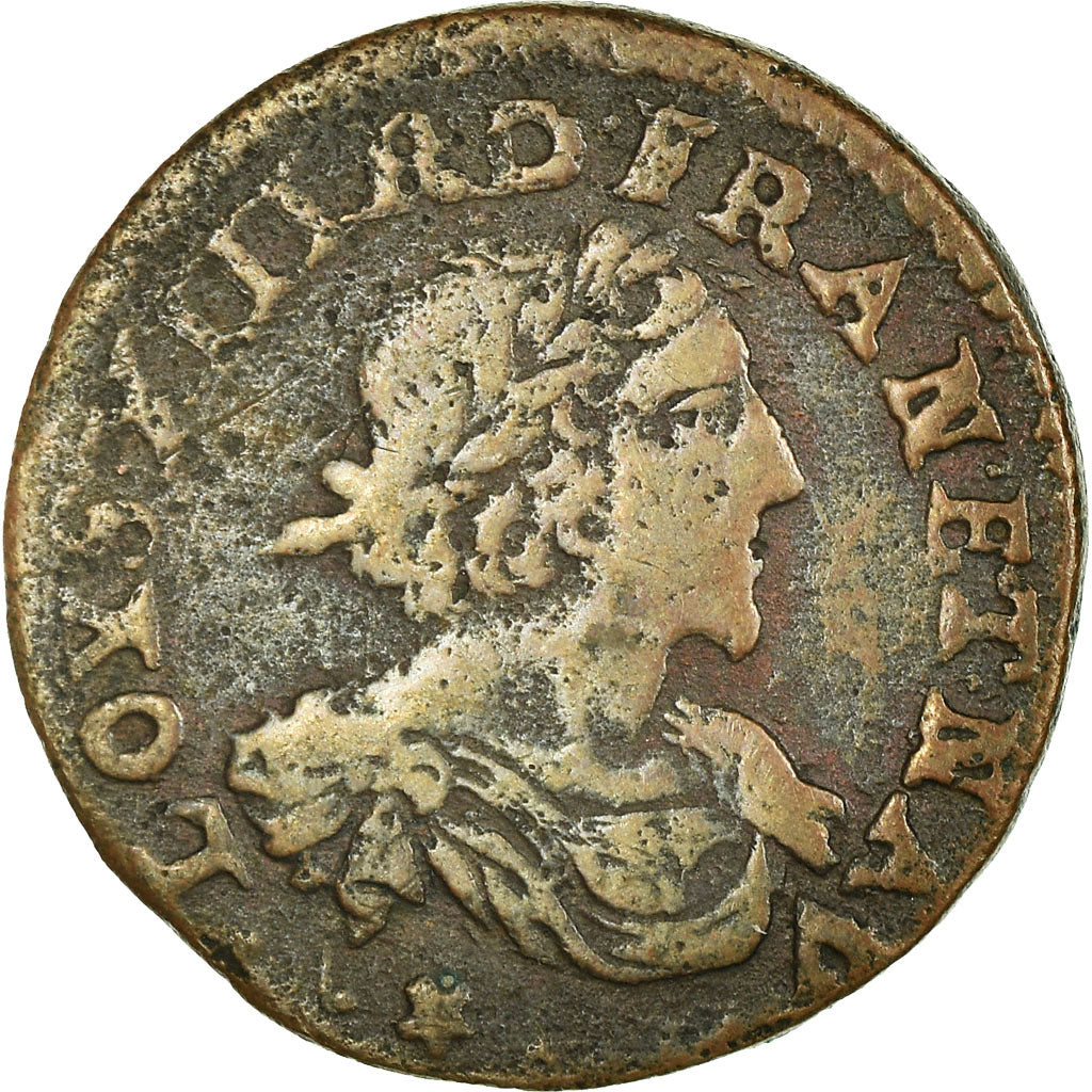 Münze, Frankreich, Louis XIII, Double Tournois, 1638, Vallée du Rhône, S+