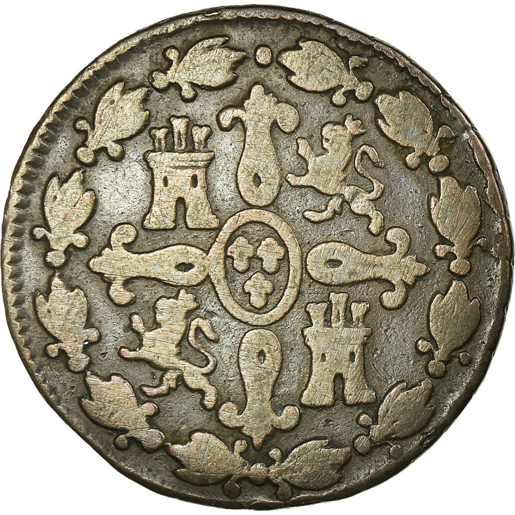 Moneda, España, Ferdinand VII, 4 maravedis, 1828, Segovia, BC+, Cobre, KM:489.2