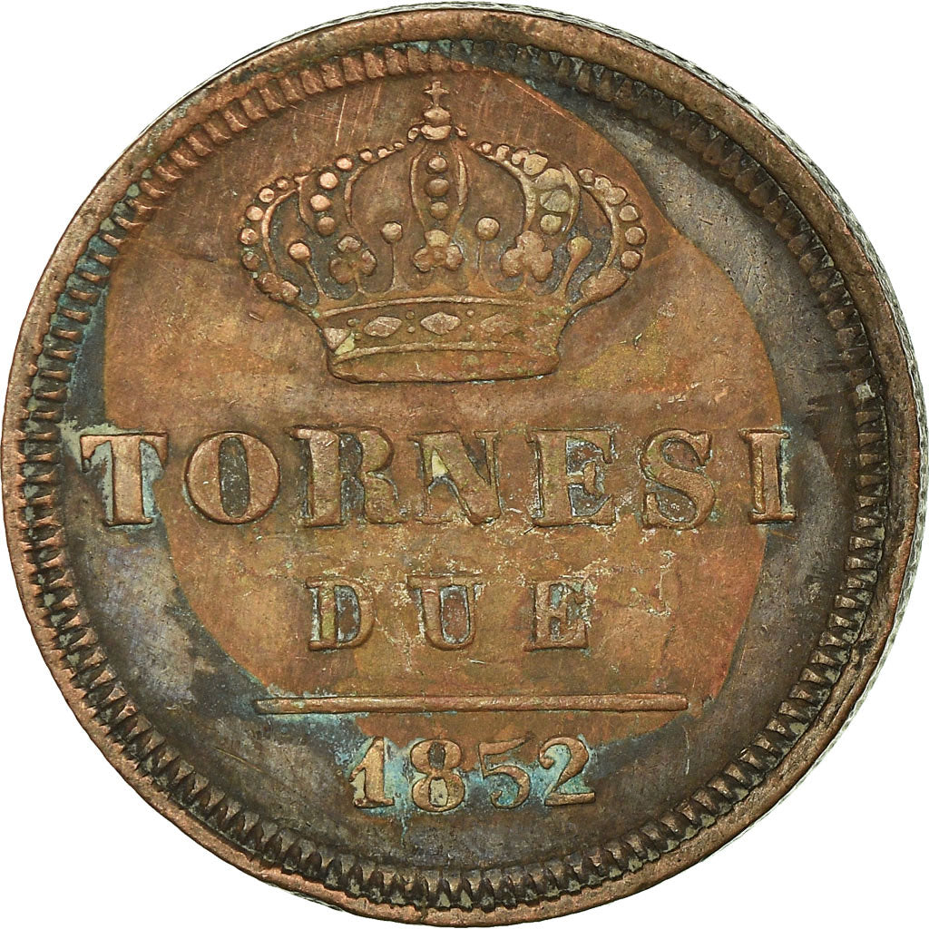 Coin, ITALIAN STATES, NAPLES, Ferdinando II, 2 Tornesi, 1852, Naples, EF(40-45)