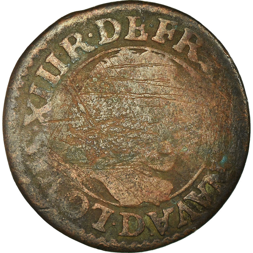 Moneta, Francia, Louis XIII, Double tournois, buste enfantin au col fraisé