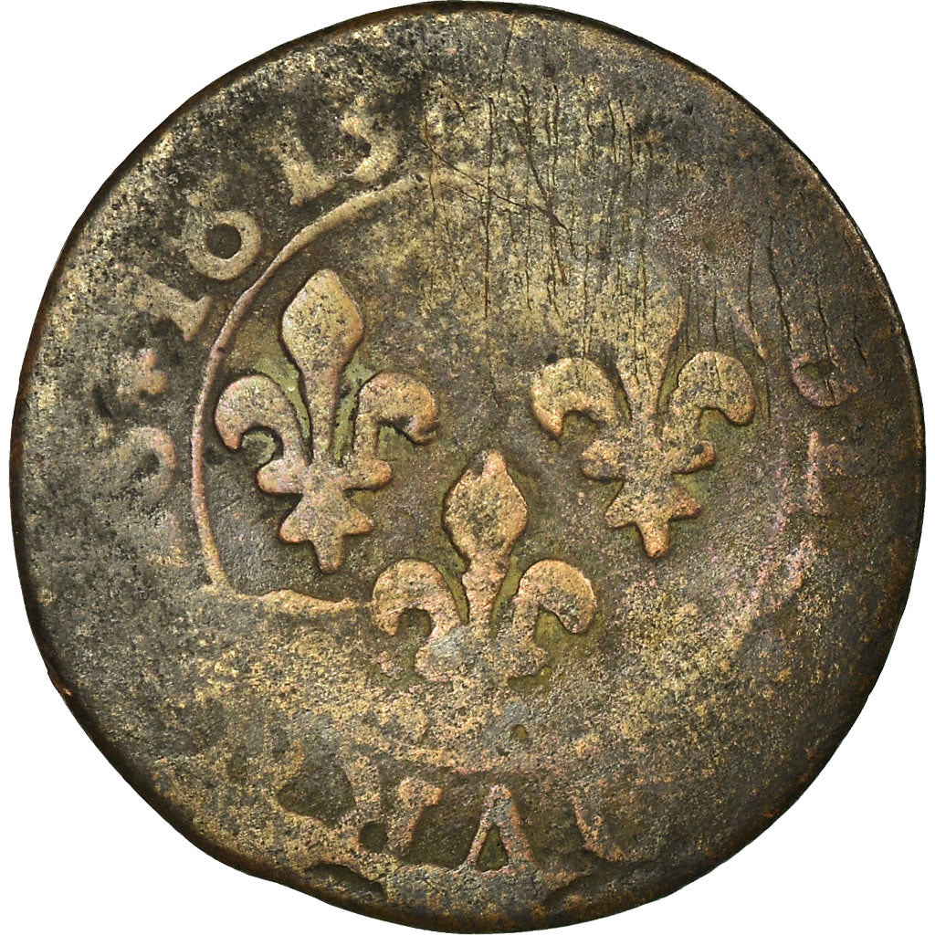 Moneta, Francia, Louis XIII, Double tournois, buste enfantin au col fraisé