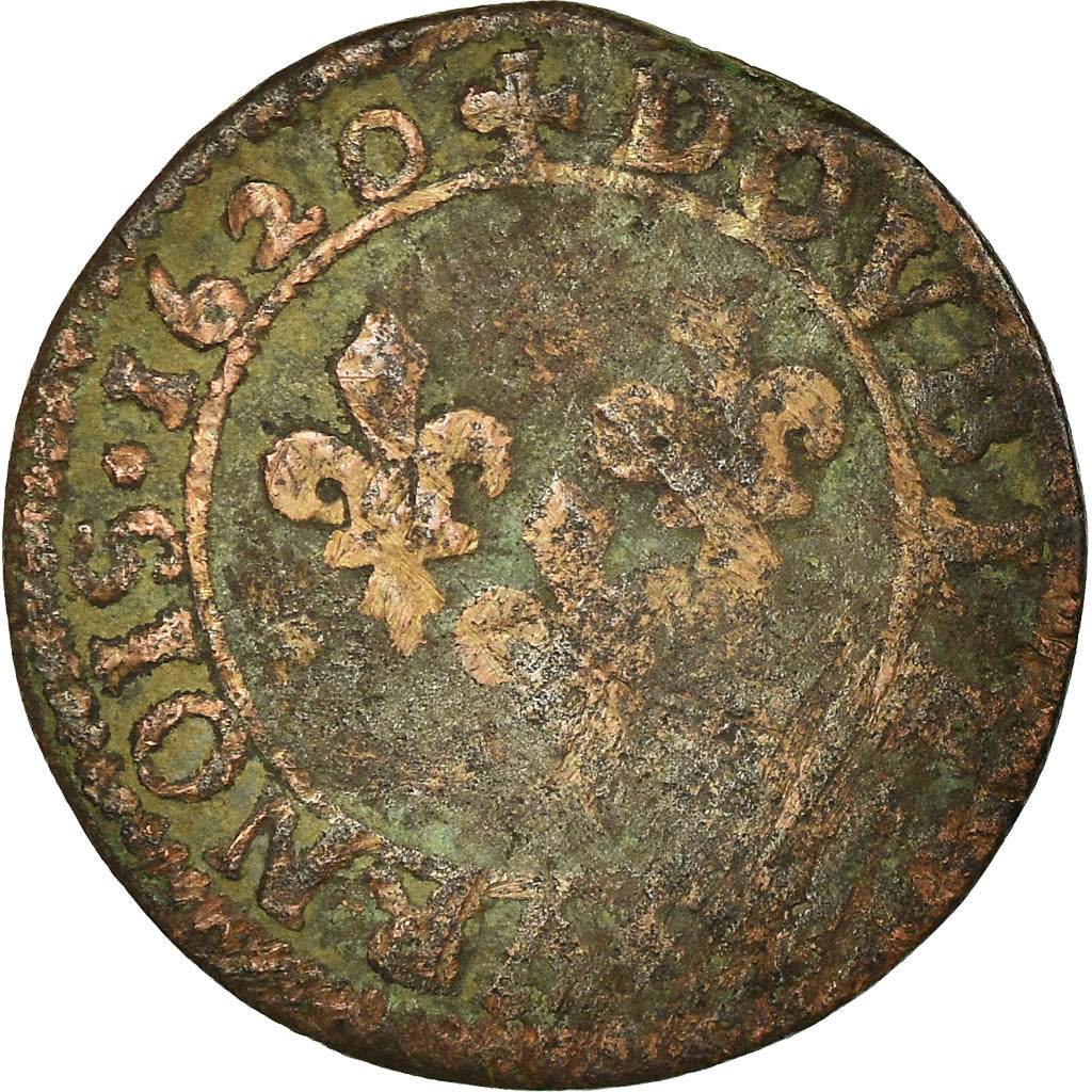Münze, Frankreich, Louis XIII, Double tournois, buste juvénile, Double