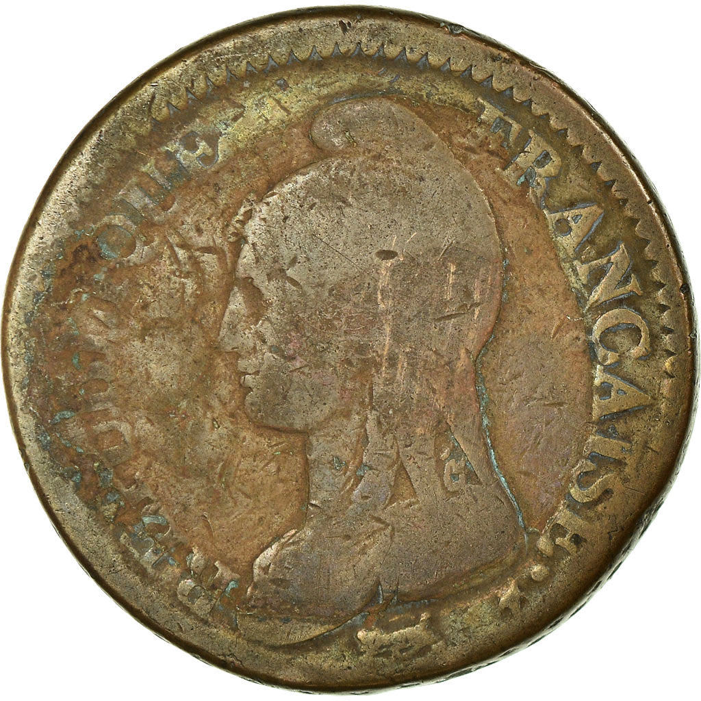 Moneda, Francia, Dupré, Decime, AN 5, Lyon, BC+, Bronce, KM:645.5, Gadoury:187