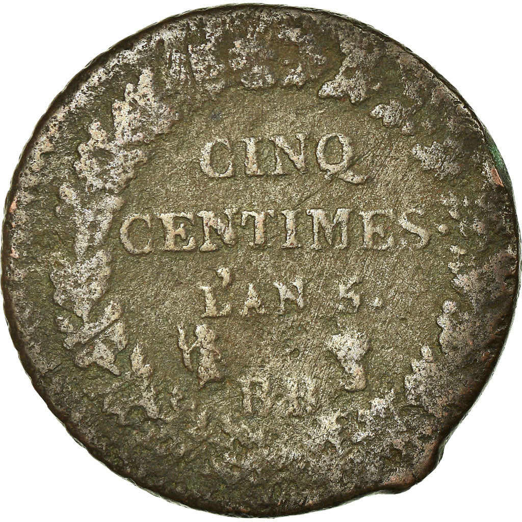 Münze, Frankreich, Dupré, 5 Centimes, 1796, Strasbourg, SGE+, Bronze