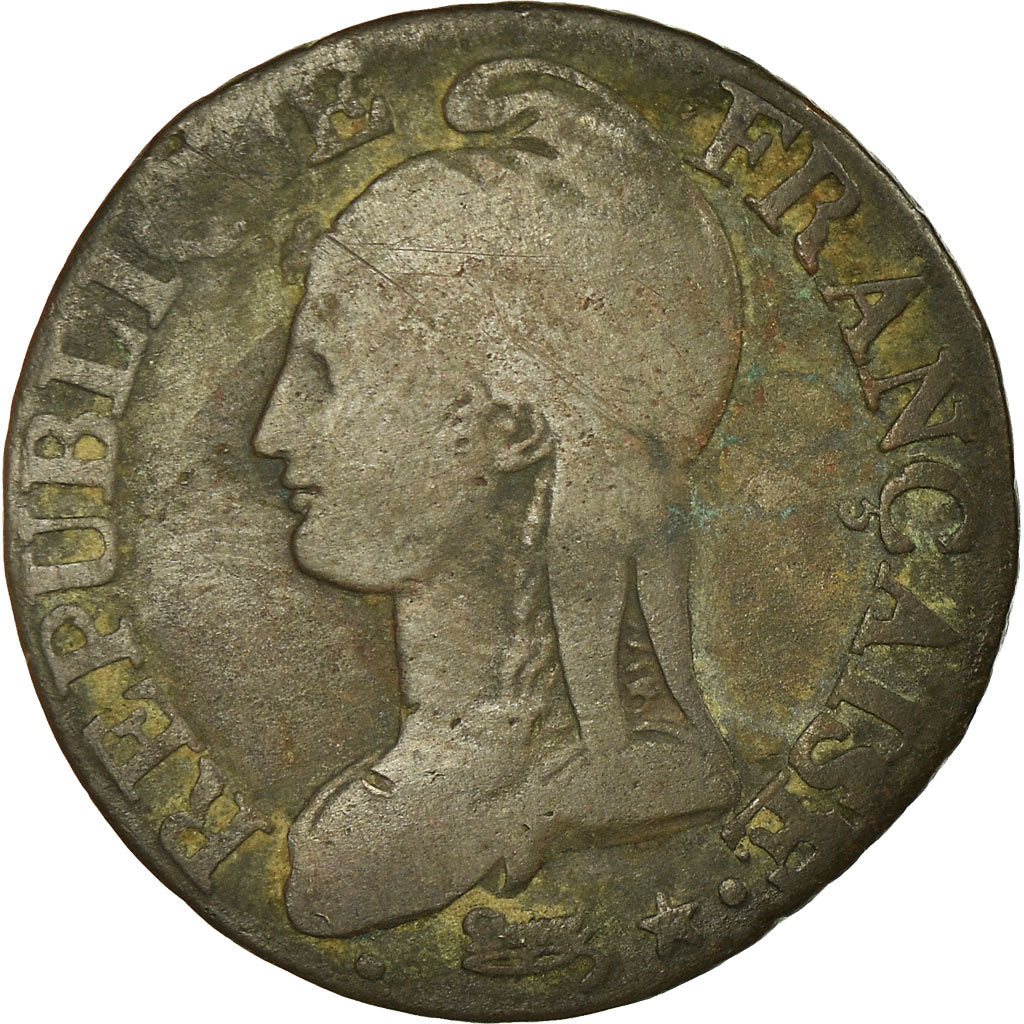 Moneta, Francia, Dupré, 5 Centimes, AN 7, Bordeaux, MB, Bronzo, KM:640.8