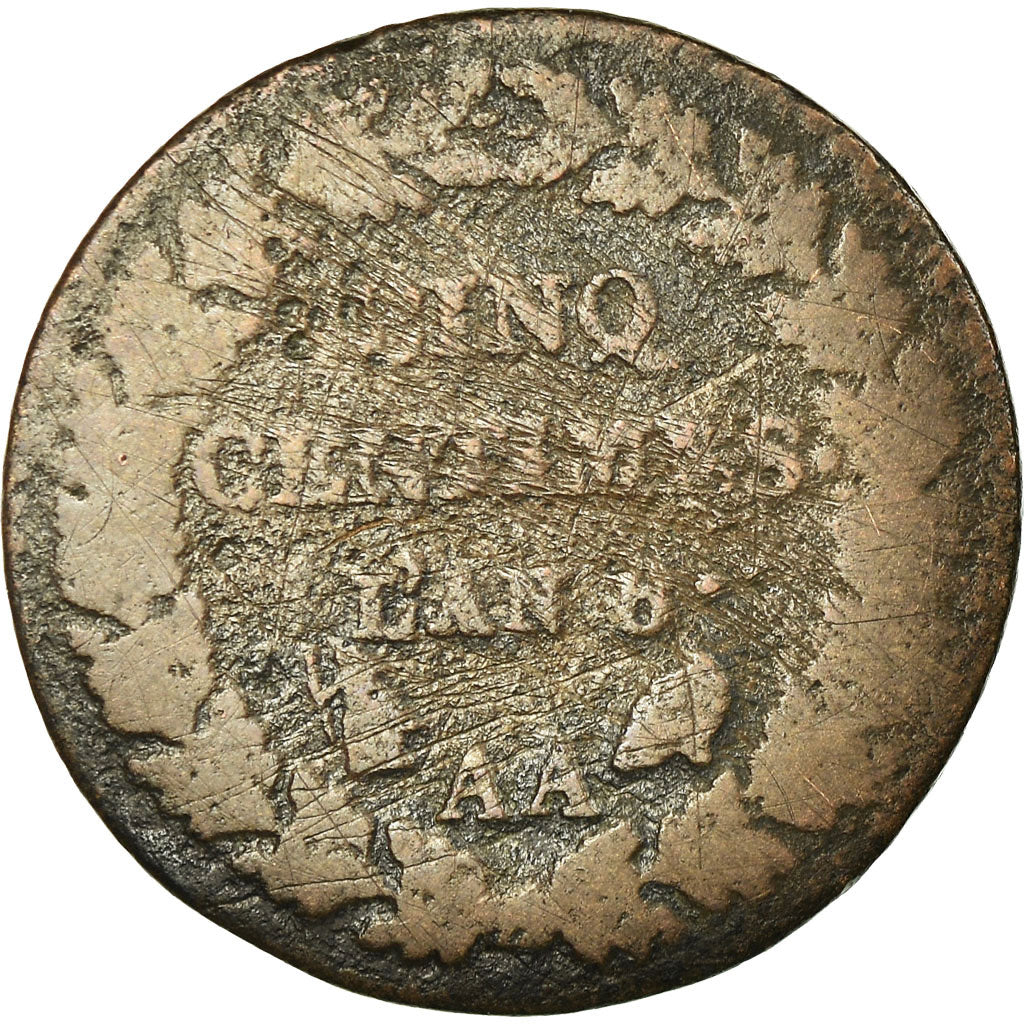 Moneta, Francia, Dupré, 5 Centimes, AN 8, Metz, B+, Bronzo, KM:640.2