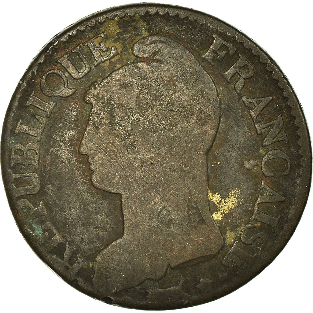Coin, France, Dupré, 5 Centimes, AN 8, Metz, Without point, tilted Artémis