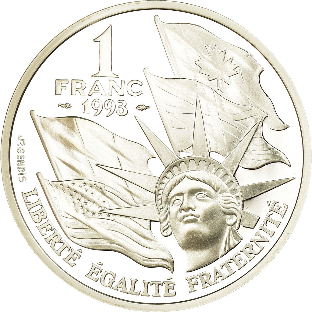 Coin, France, Franc, 1993, Paris, BE, MS(65-70), Silver, KM:1014