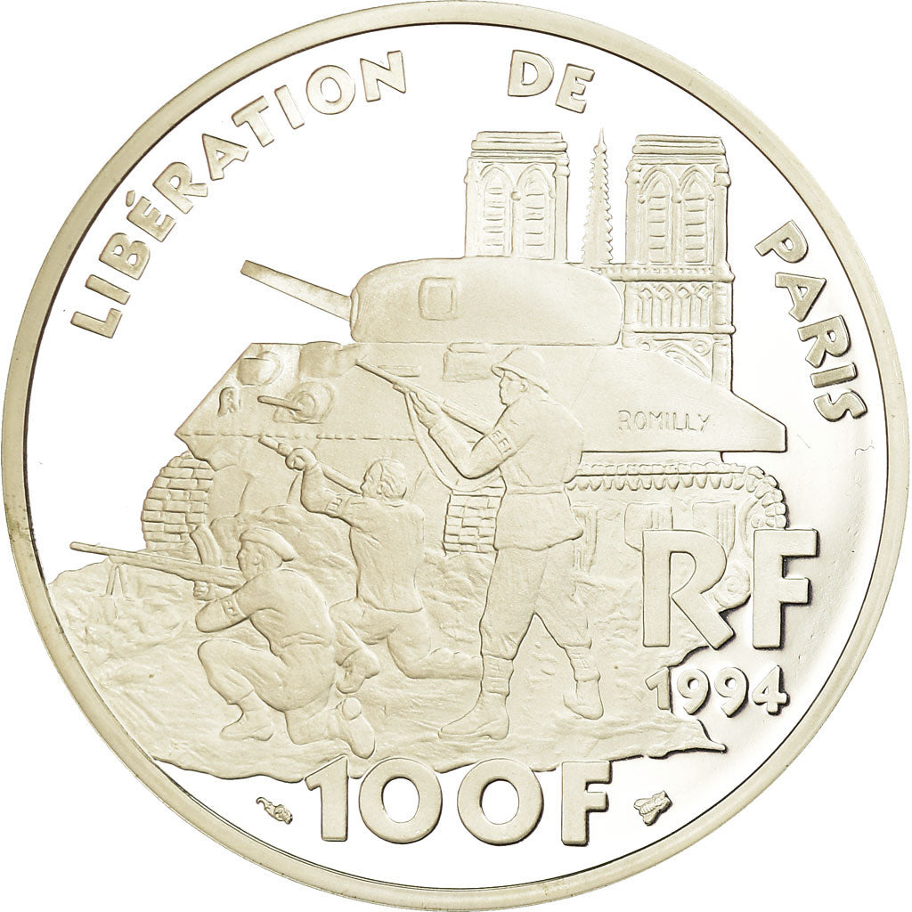 Coin, France, Libération de Paris, 100 Francs, 1994, BE, MS(65-70), Silver