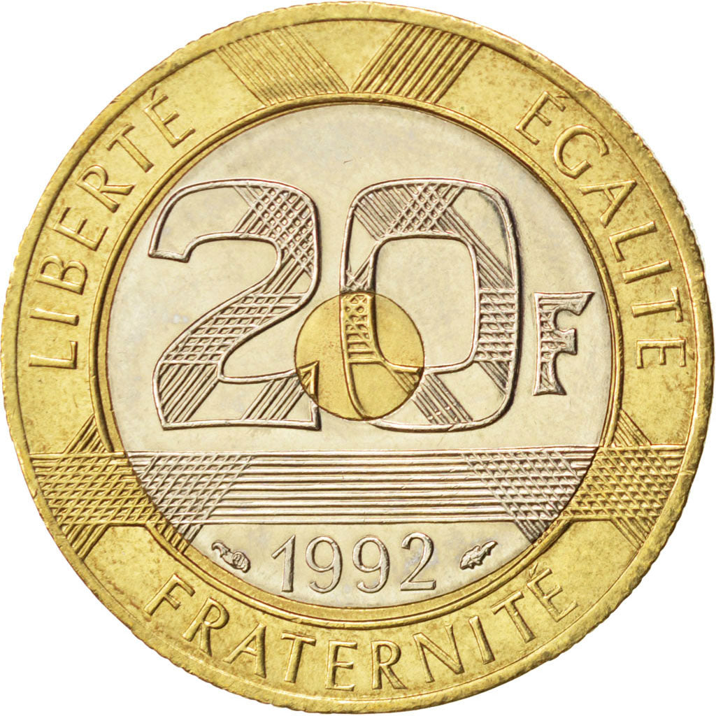 FRANCE, Mont Saint Michel, 20 Francs, 1992, KM #1008.2, MS(60-62),...