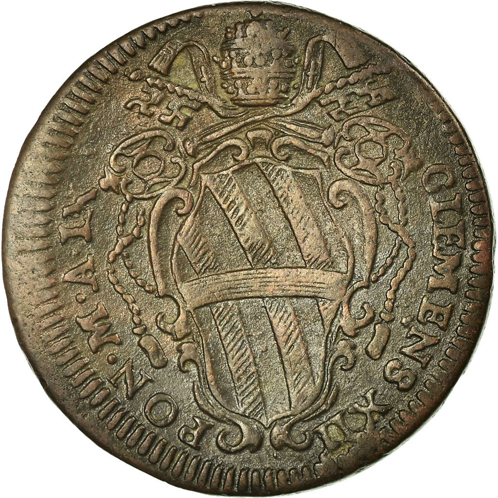 Coin, Vatican, Mezzo (1/2) Baiocco, 1740, Rome, AU(50-53), Copper