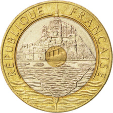 FRANCE, Mont Saint Michel, 20 Francs, 1993, KM #1008.2, AU(50-53),...