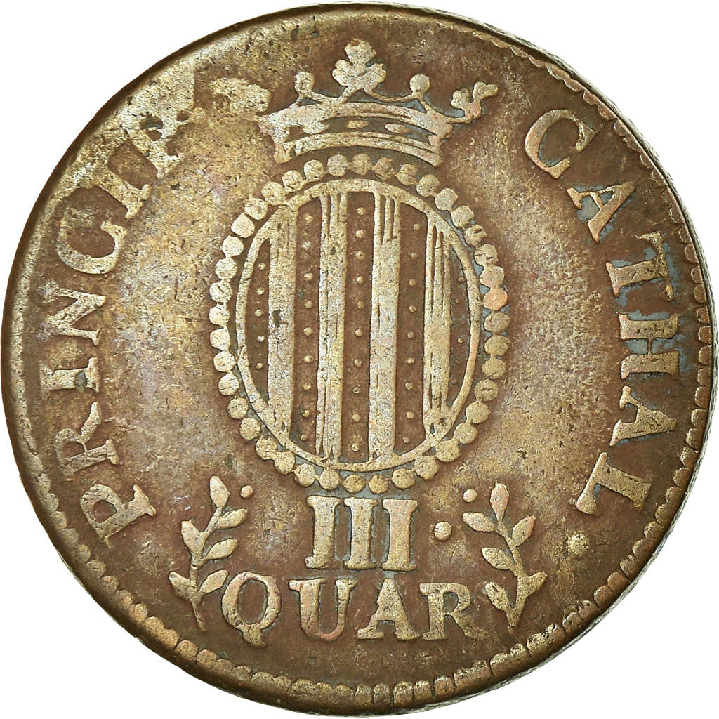 Coin, Spain, CATALONIA, Ferdinand VII, 3 Quartos, 1813, Catalonia, VF(30-35)