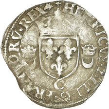 Coin, France, Henri II, Douzain aux croissants, 1550, Saint Lô, VF(20-25)