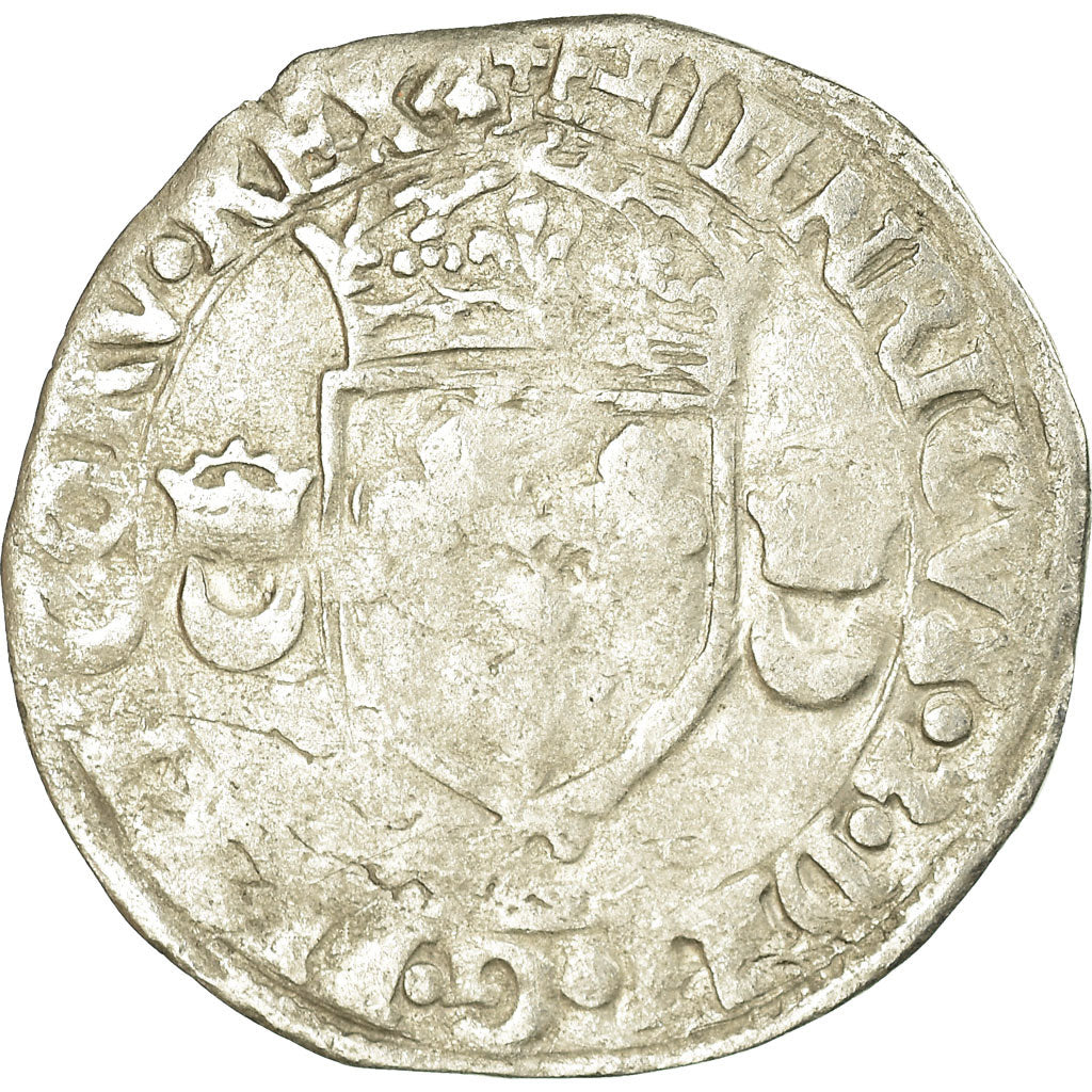 Monnaie, France, Henri II, Douzain aux croissants, 1550, Saint Lô, TB, Billon