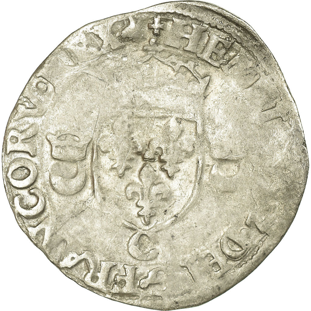 Monnaie, France, Henri II, Douzain aux croissants, 1550, Saint Lô, TB, Billon
