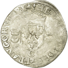 Monnaie, France, Henri II, Douzain aux croissants, 1550, Saint Lô, TB, Billon