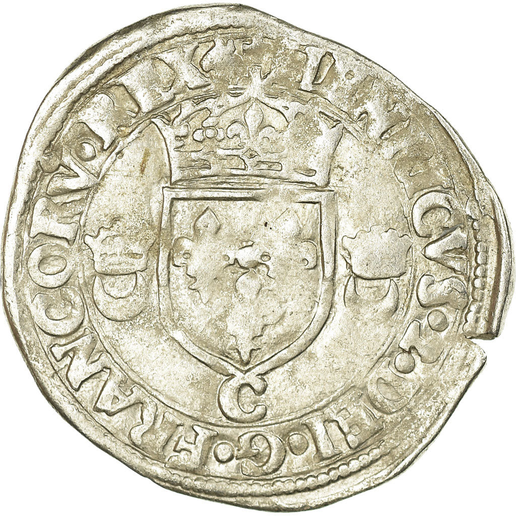 Moneta, Francia, Henri II, Douzain aux croissants, 1550, Saint Lô, MB+