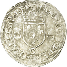 Coin, France, Henri II, Douzain aux croissants, 1550, Saint Lô, VF(30-35)